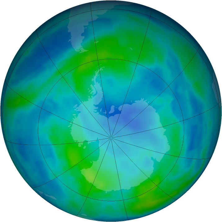 Antarctic ozone map for 27 April 2009